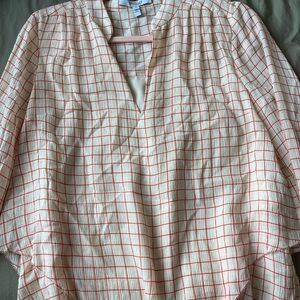 10 Crosby Derek Lam Red and Cream Check Blouse